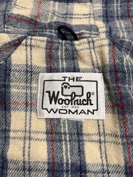 Vintage Woolrich Woman Hooded Parka Plaid Wool Lined Blue Jacket M - Picture 6 of 9